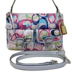 Coach Poppy IKAT signature C multicolor purse EUC